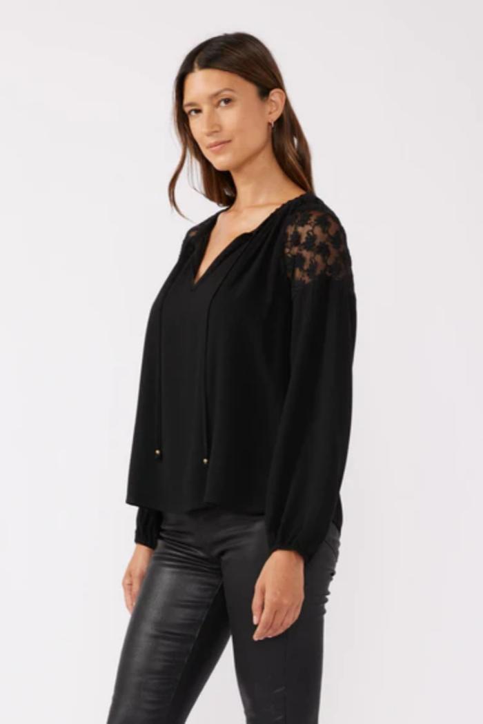 Embroidered Tie Neck Top Product Image