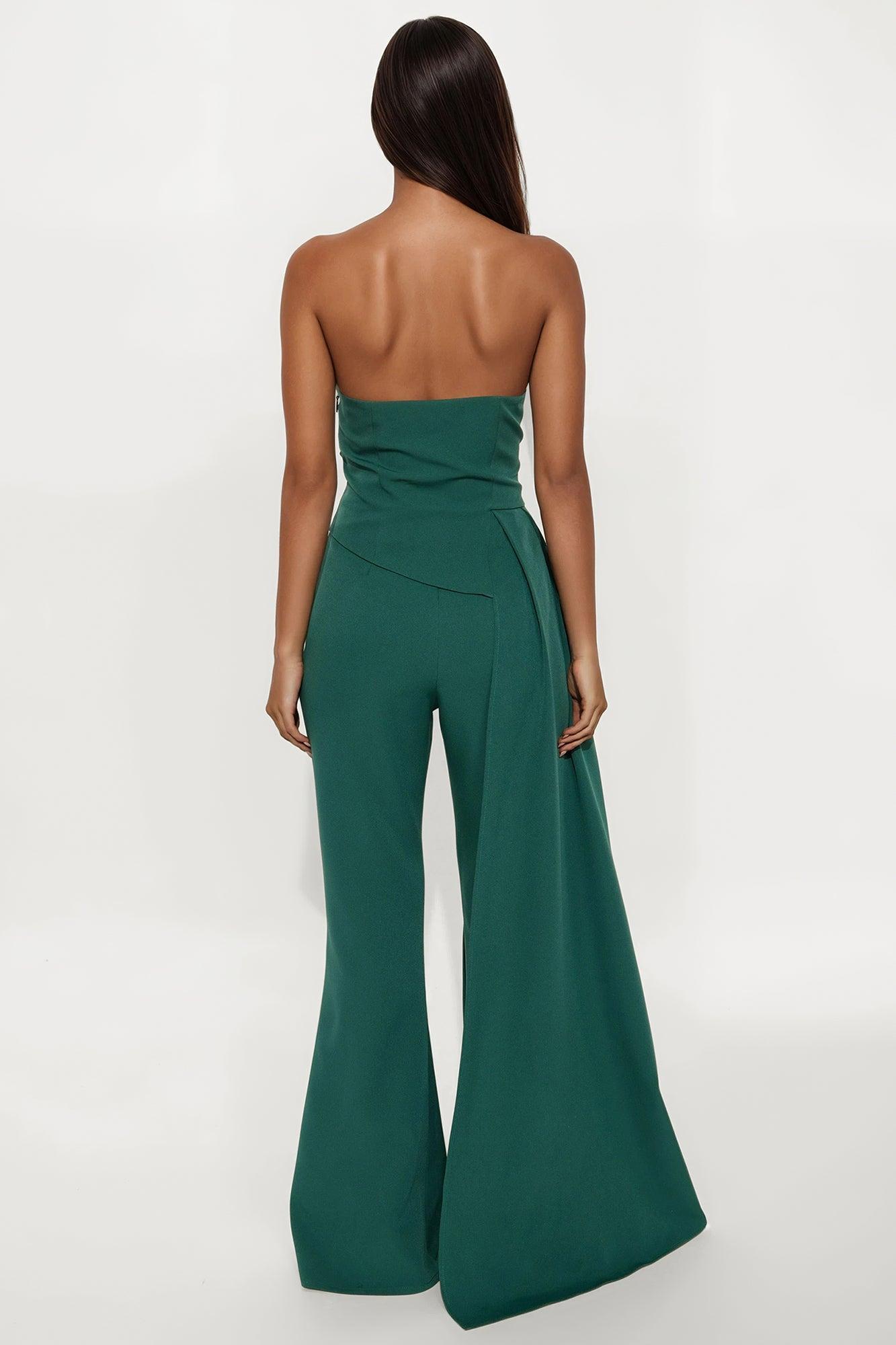 Belinda Draped Flare Leg Jumpsuit - Hunter Product Image