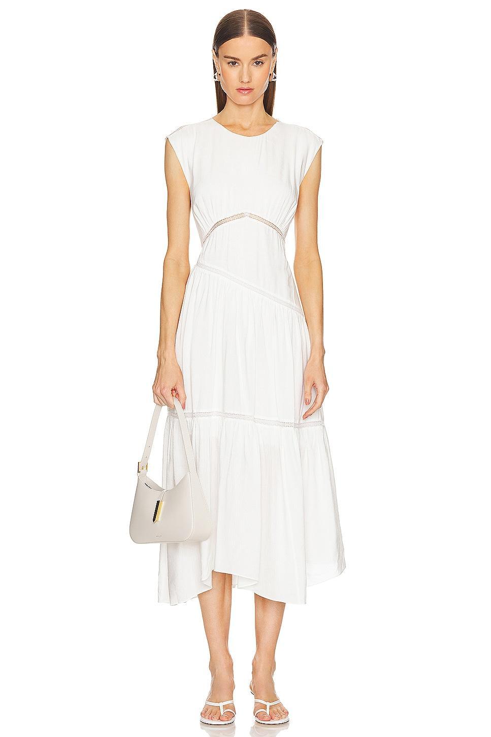 Gathered Seam Lace Inset Dress FRAME Product Image