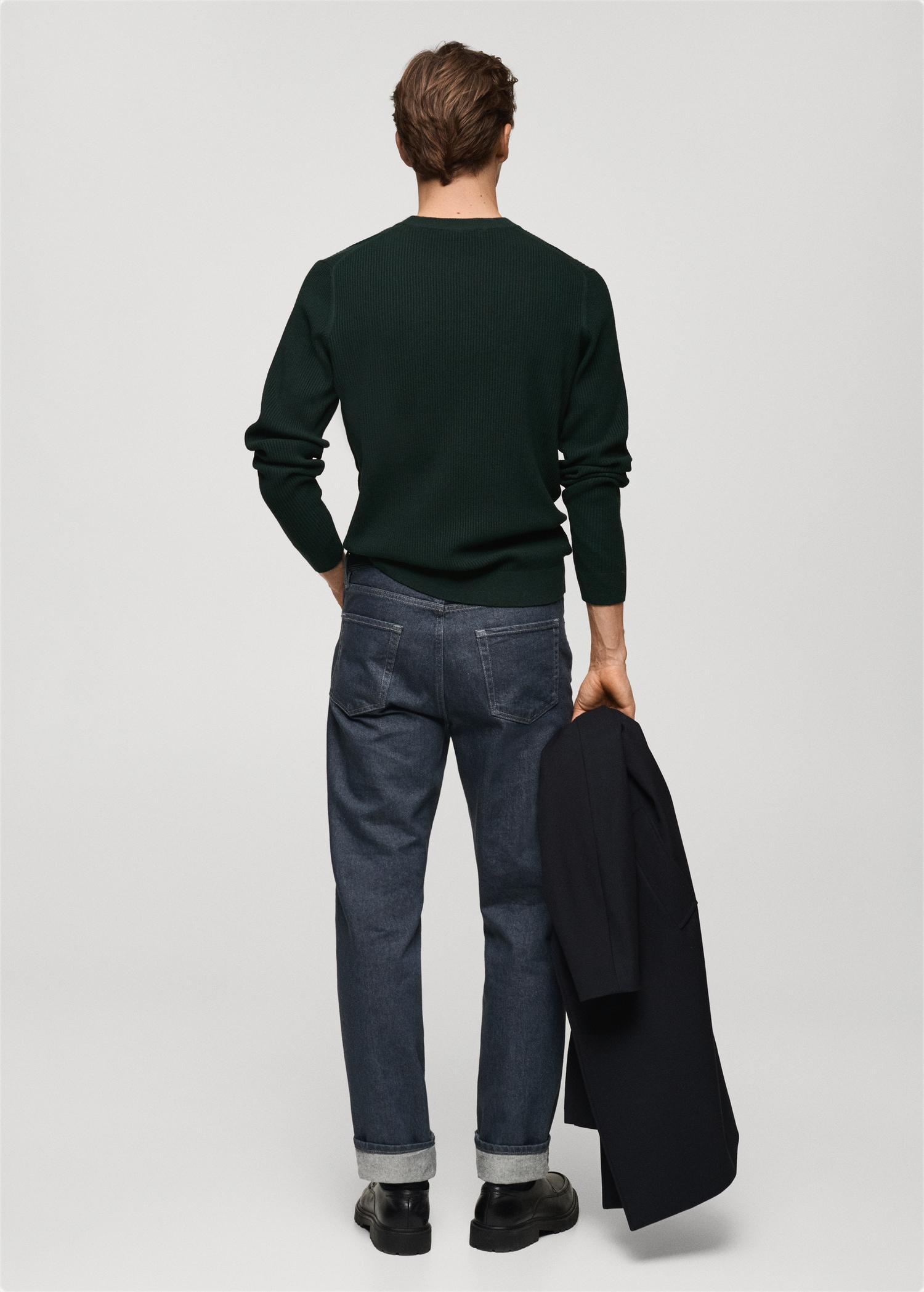 Fine rib-knit cotton sweater - Men | MANGO USA Product Image