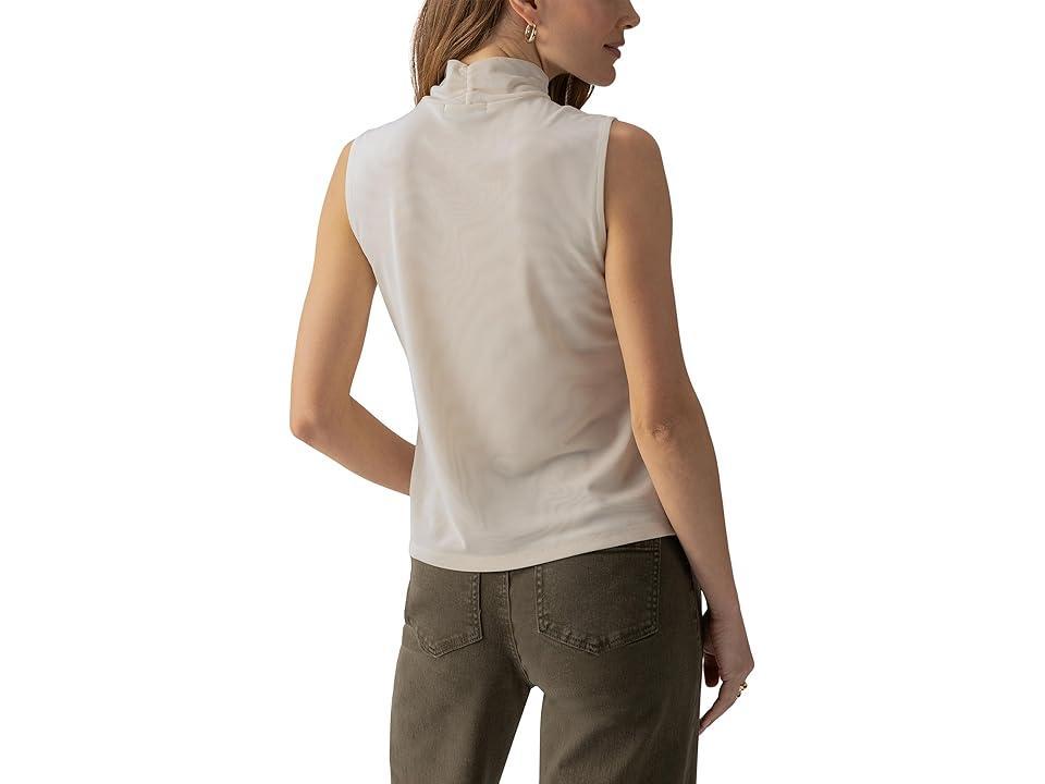 Sanctuary Shirred Neck Mesh Tank (Birch) Women's Clothing Product Image