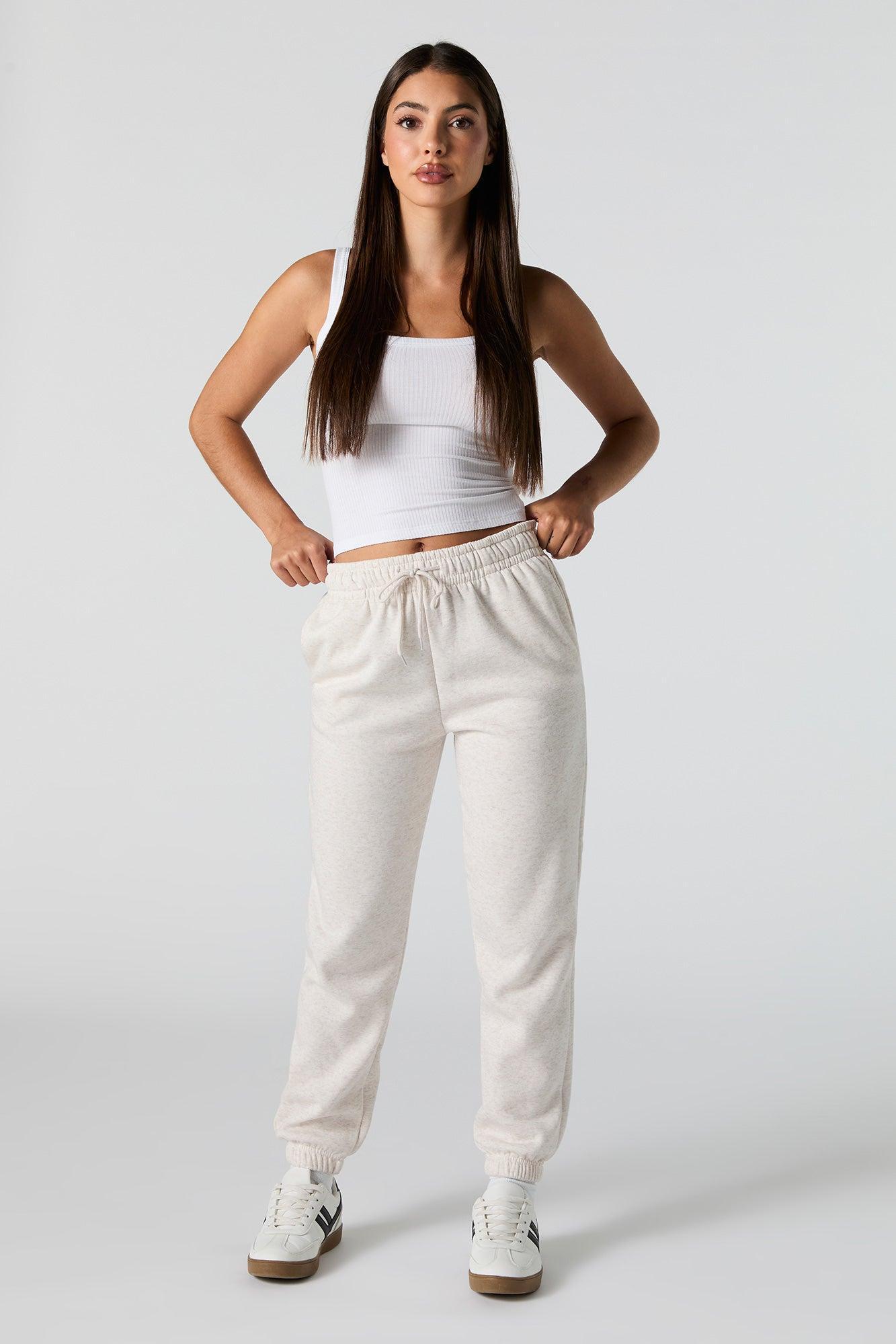 High Rise Solid Fleece Jogger Female Product Image