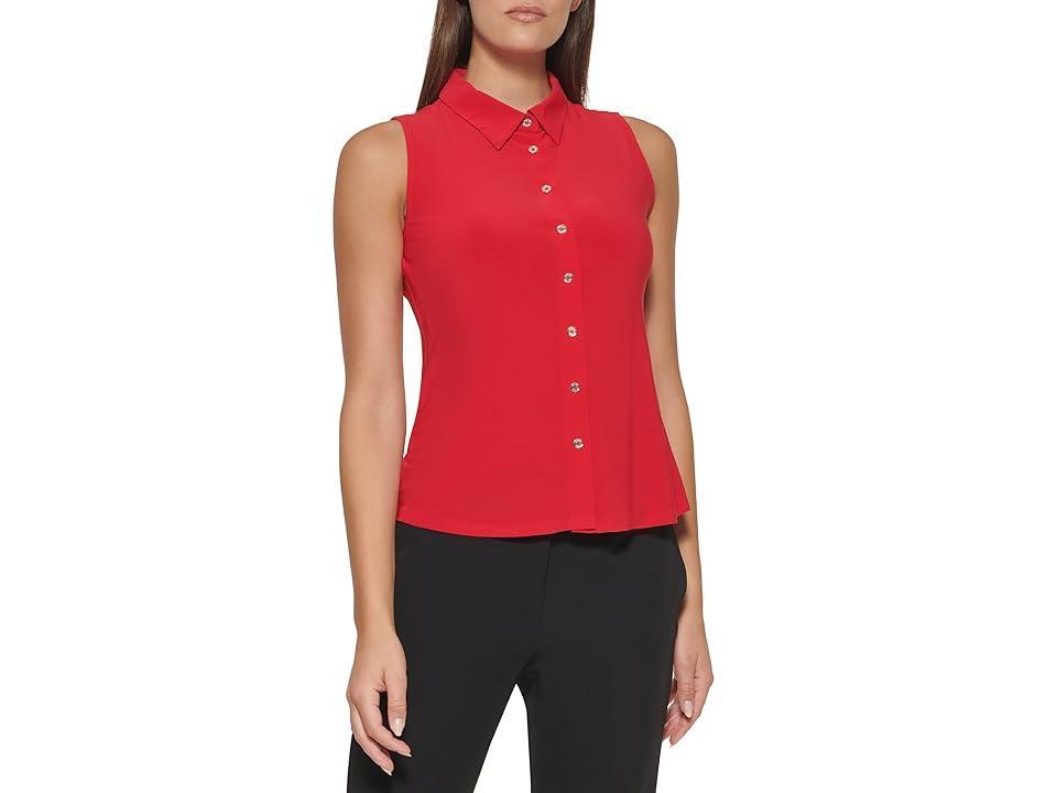Tommy Hilfiger Womens Sleeveless Button-Up Blouse Product Image