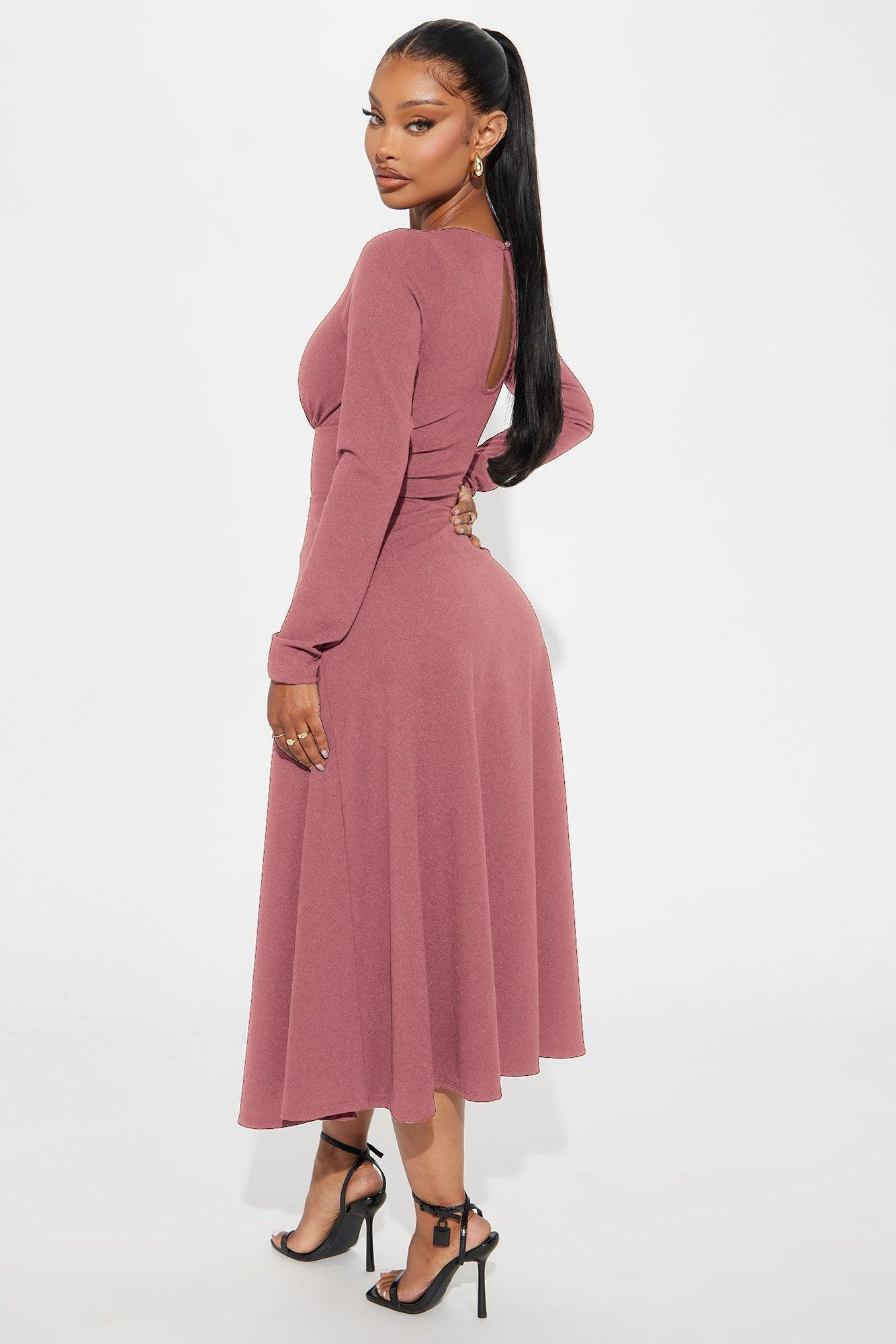 Charolette Long Sleeve Midi Dress - Mauve Product Image