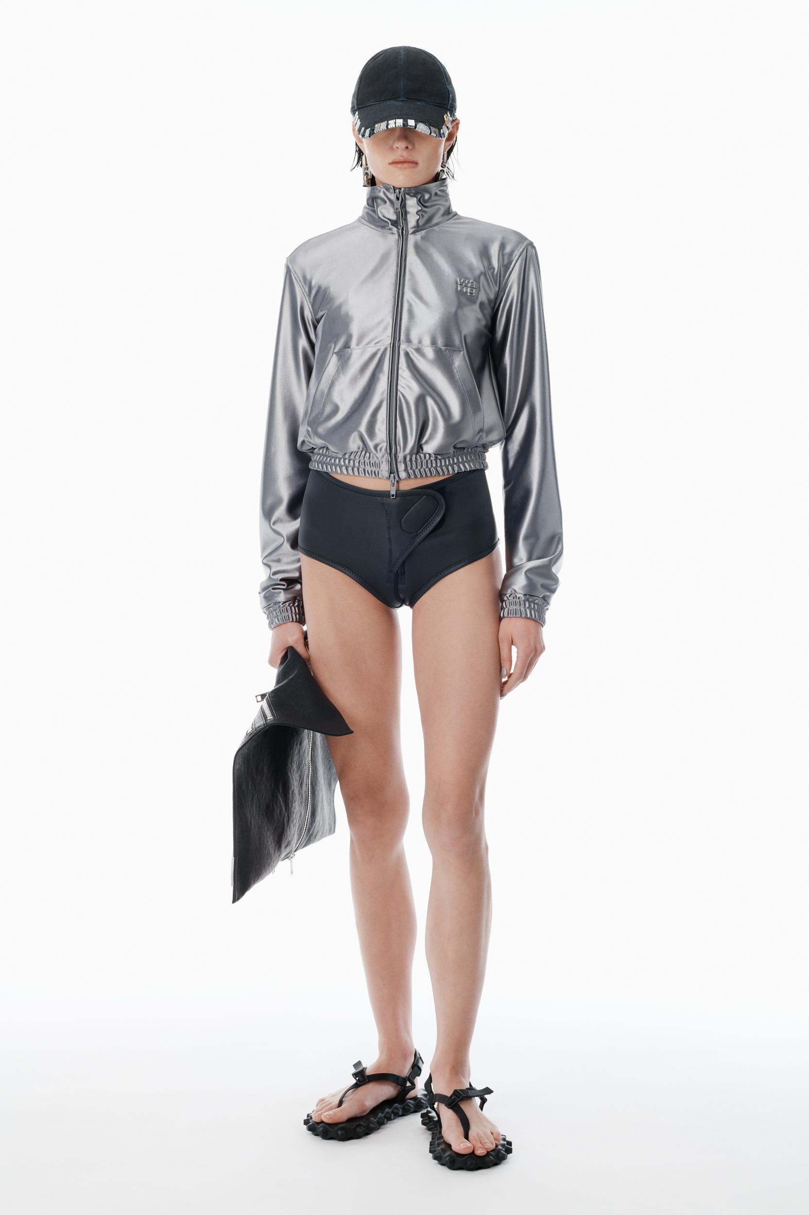 Grey Shrunken Zip-up Jacket Product Image