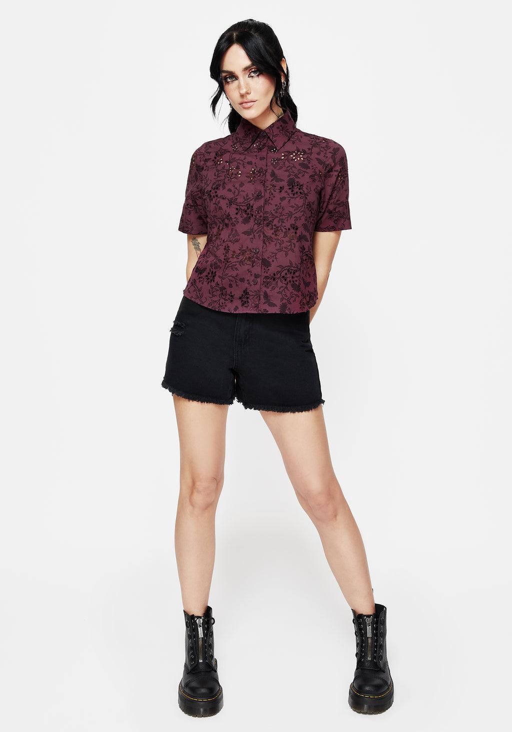 Morgana Cotton Broderie Button Up Shirt Product Image