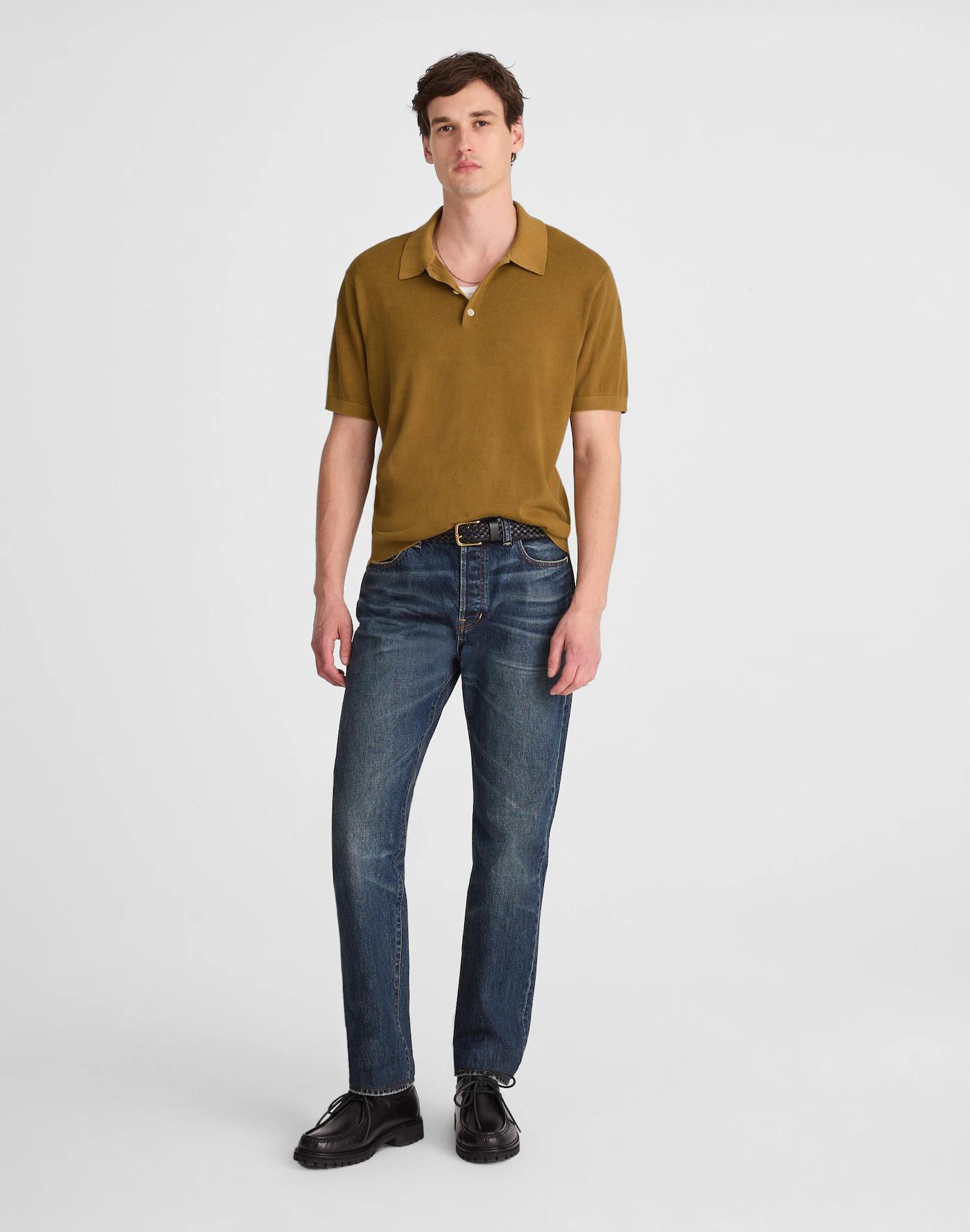 Three-Button Sweater Polo Shirt Product Image