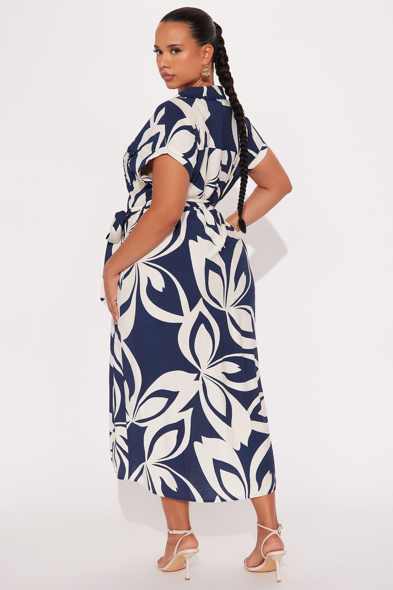 Morin Linen Midi Dress - Blue/combo Product Image