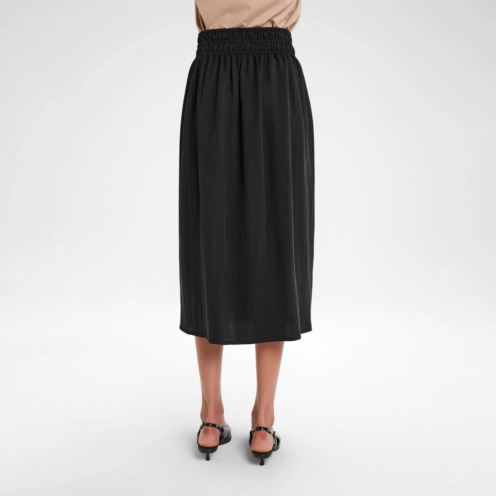 Womens Smocked Waist Midi A-Line Skirt - A New Day Black 4X Product Image
