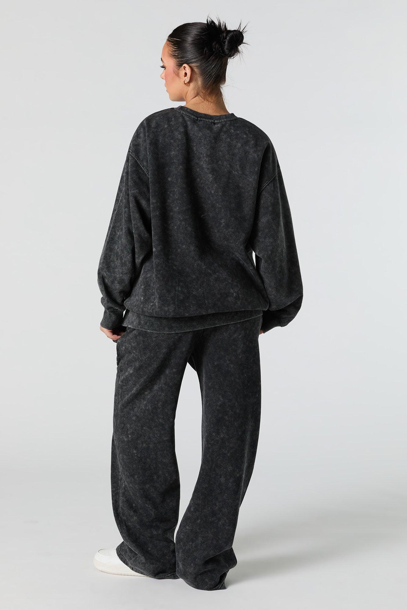 Graphic Washed Wide Leg Fleece Sweatpant Female Product Image