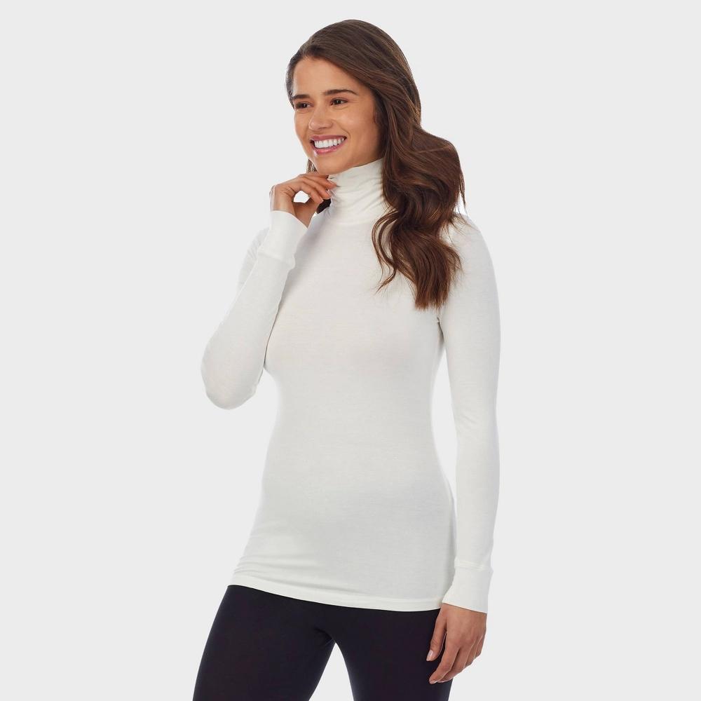 Warm Essentials by Cuddl Duds Womens Smooth Stretch Thermal Turtleneck Top - Black Product Image