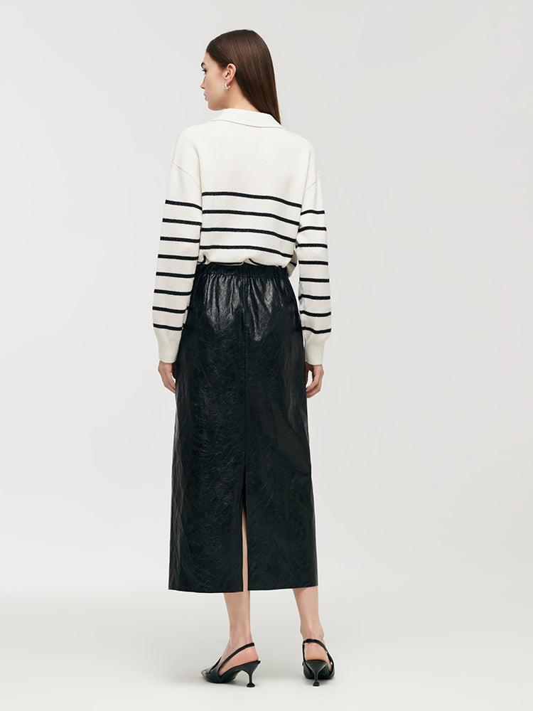 PU Leather Slit Women Column Skirt Product Image