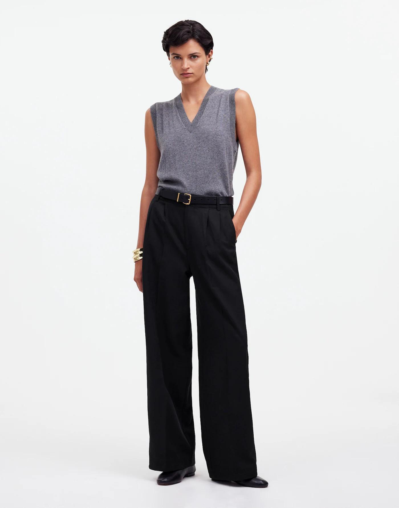 The Harlow Wide-Leg Pant in Drapey Twill Product Image