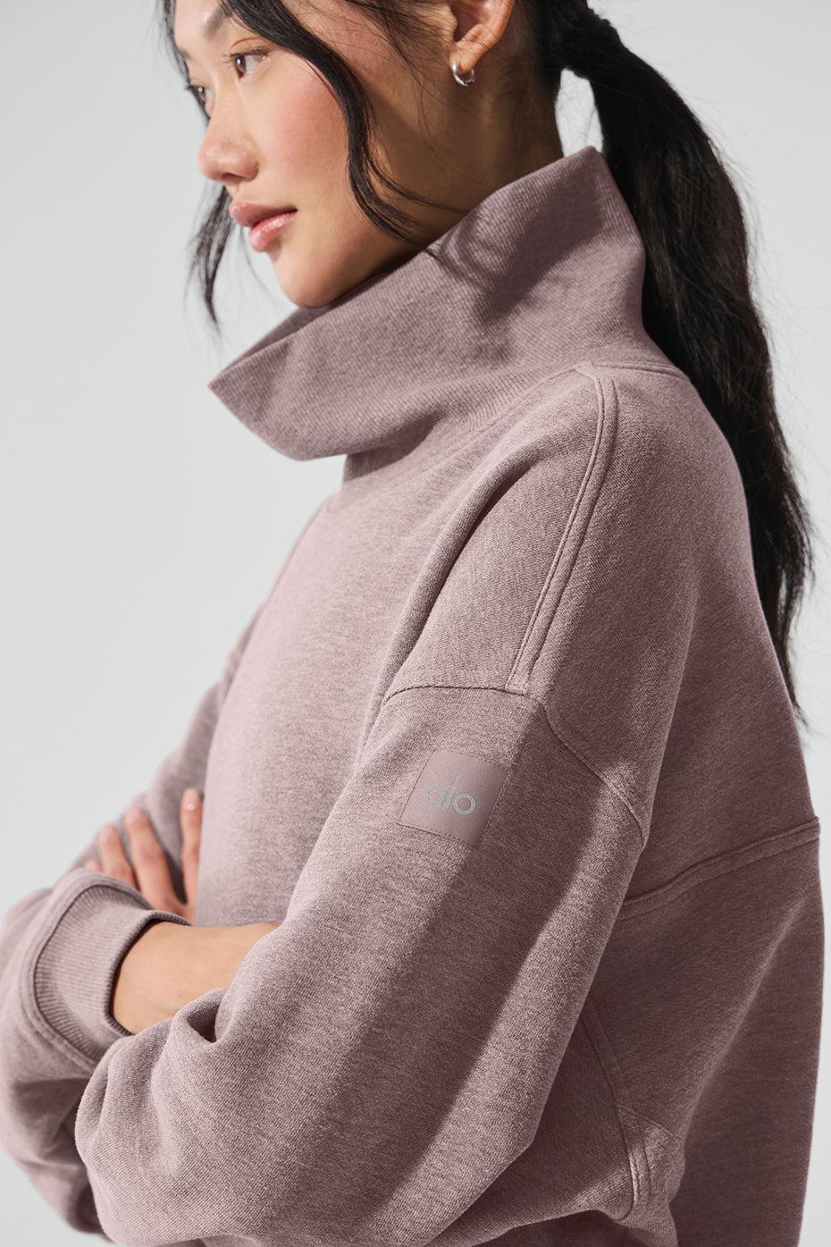 Hazy Mock Neck Pullover - Mushroom Heather Product Image