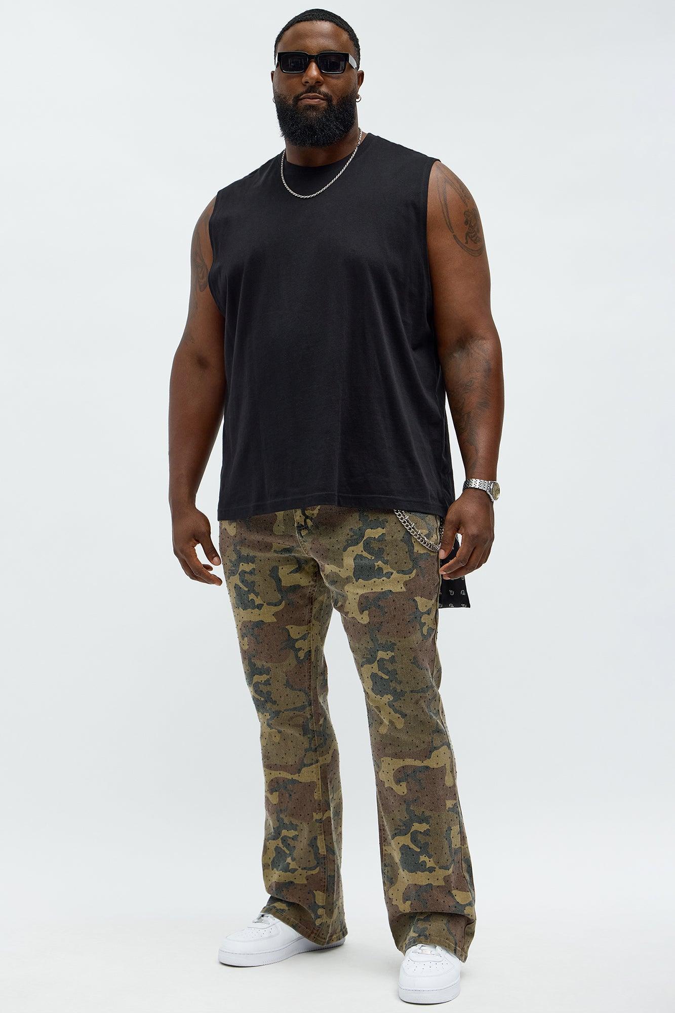 Stacked Slim Flare Militant Jeweled Pants - Camouflage Product Image