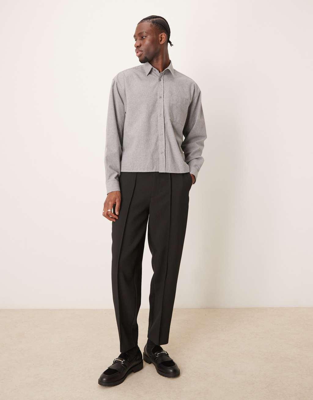 ASOS DESIGN oversized boxy shirt in gray Product Image