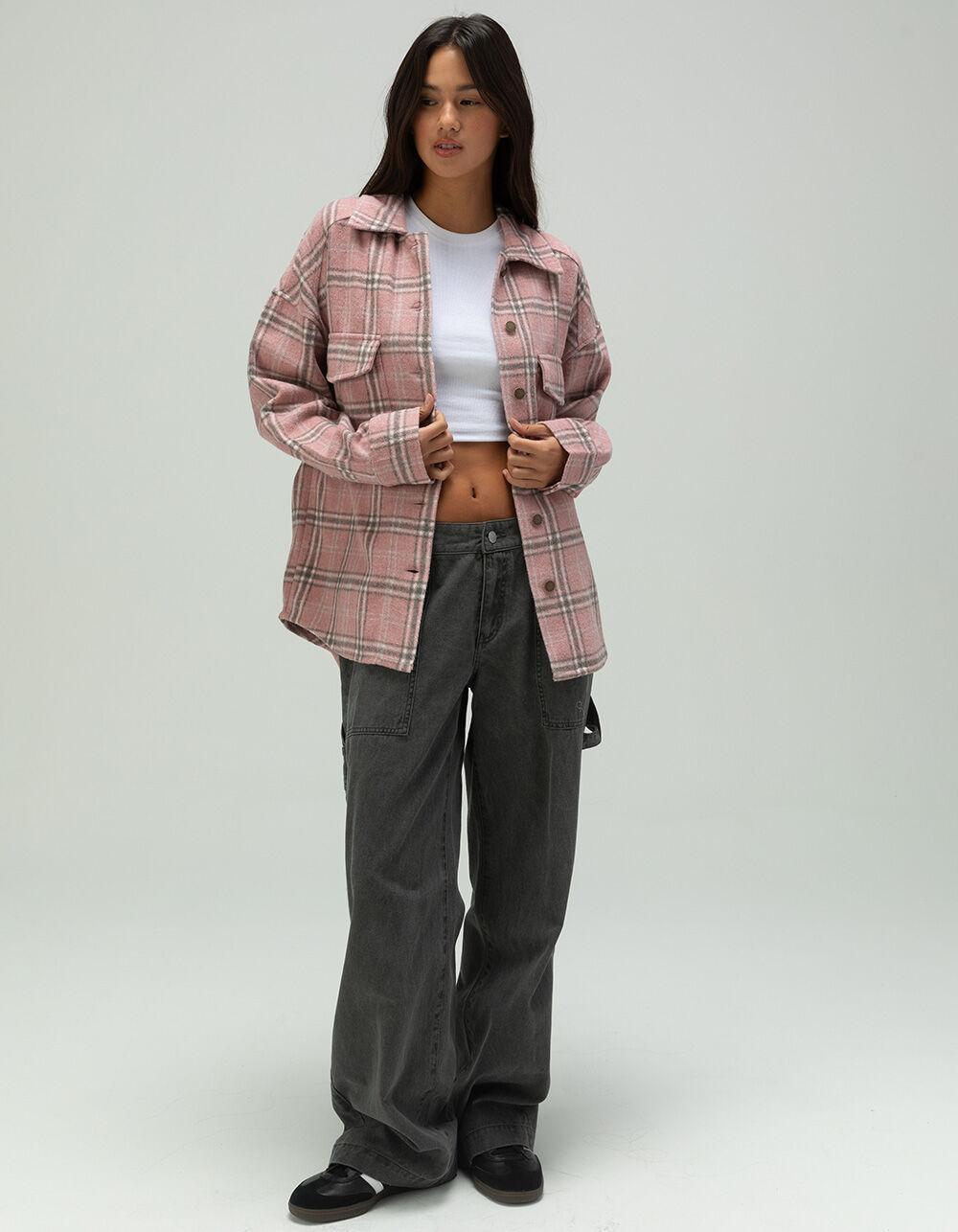 RUSTY Dana Womens Plaid Over Shirt - MAUVE Product Image