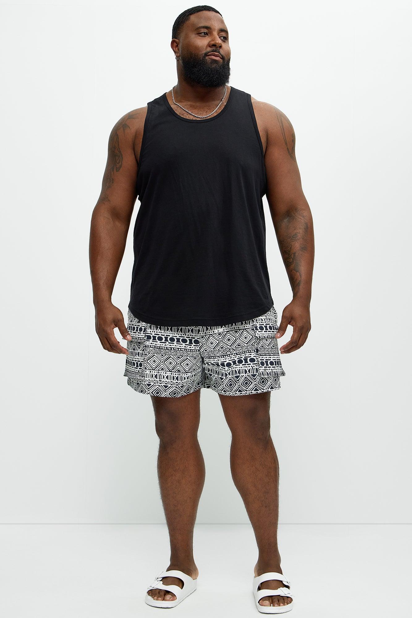 Attract Abstract Cargo Swim Mid Trunk - Black/White Product Image