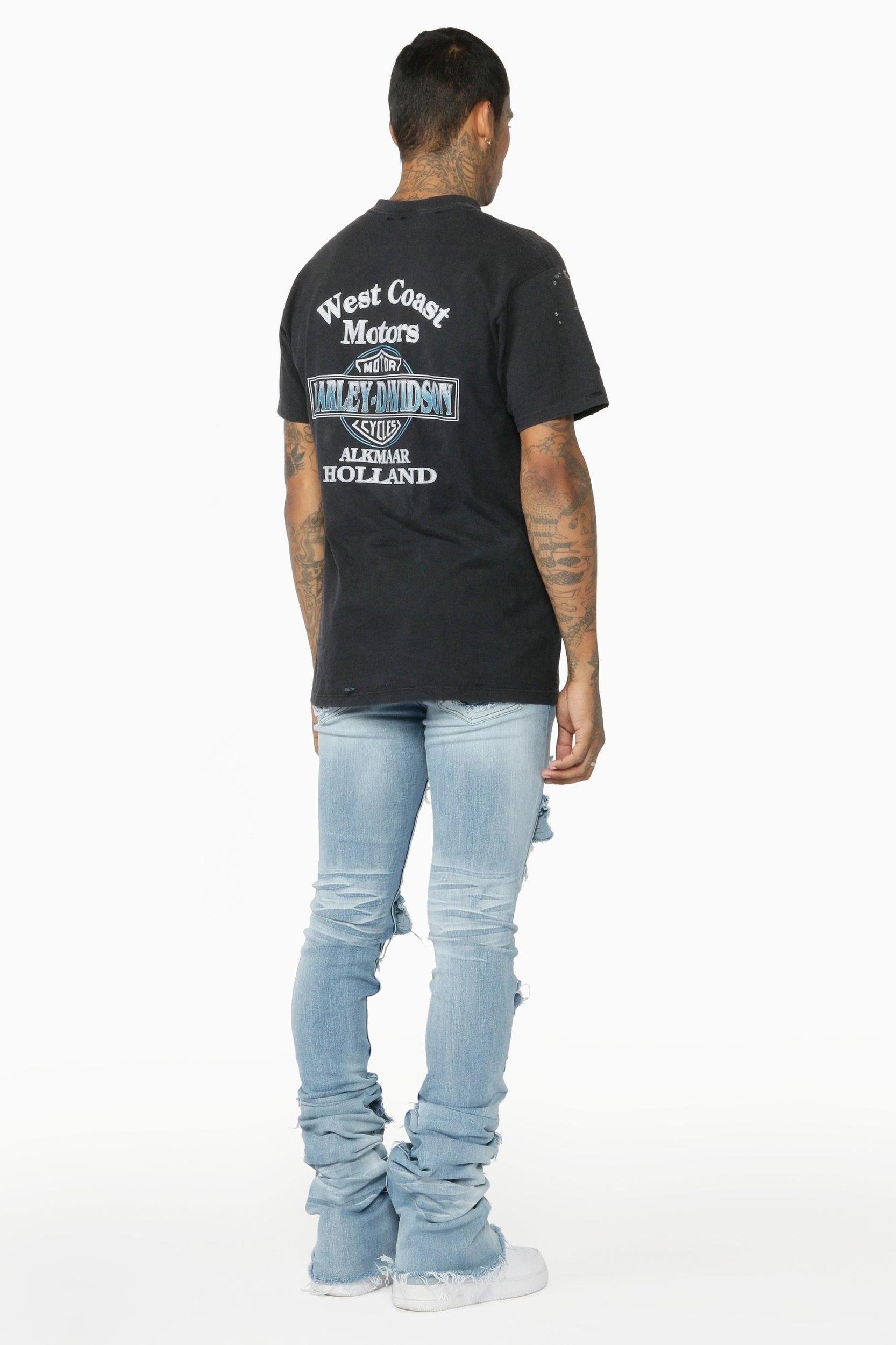 Pooja Blue Super Stacked Flare Jean Male Product Image