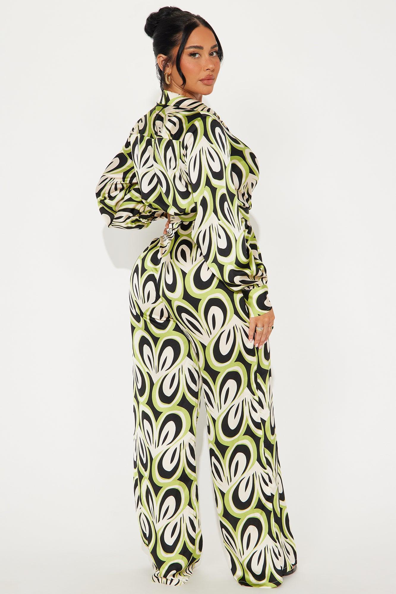 Easy Love Satin Jumpsuit - Green/combo Product Image