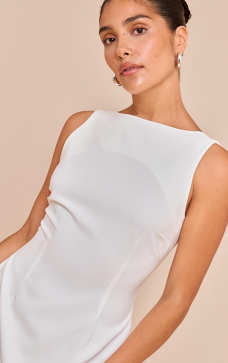 Petite White Open Back Woven Shift Mini Dress Product Image