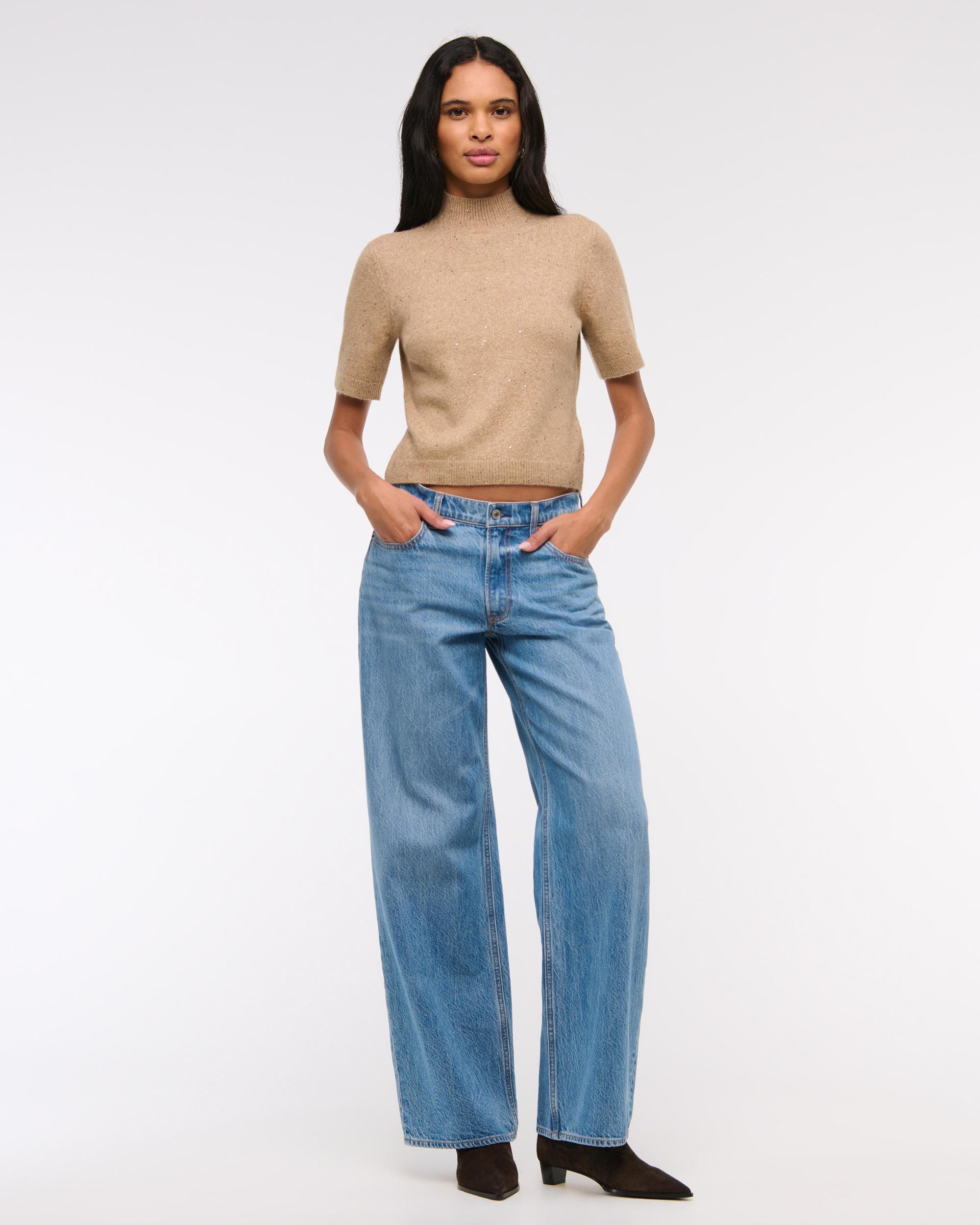 Lurex Mockneck Sweater Tee Product Image