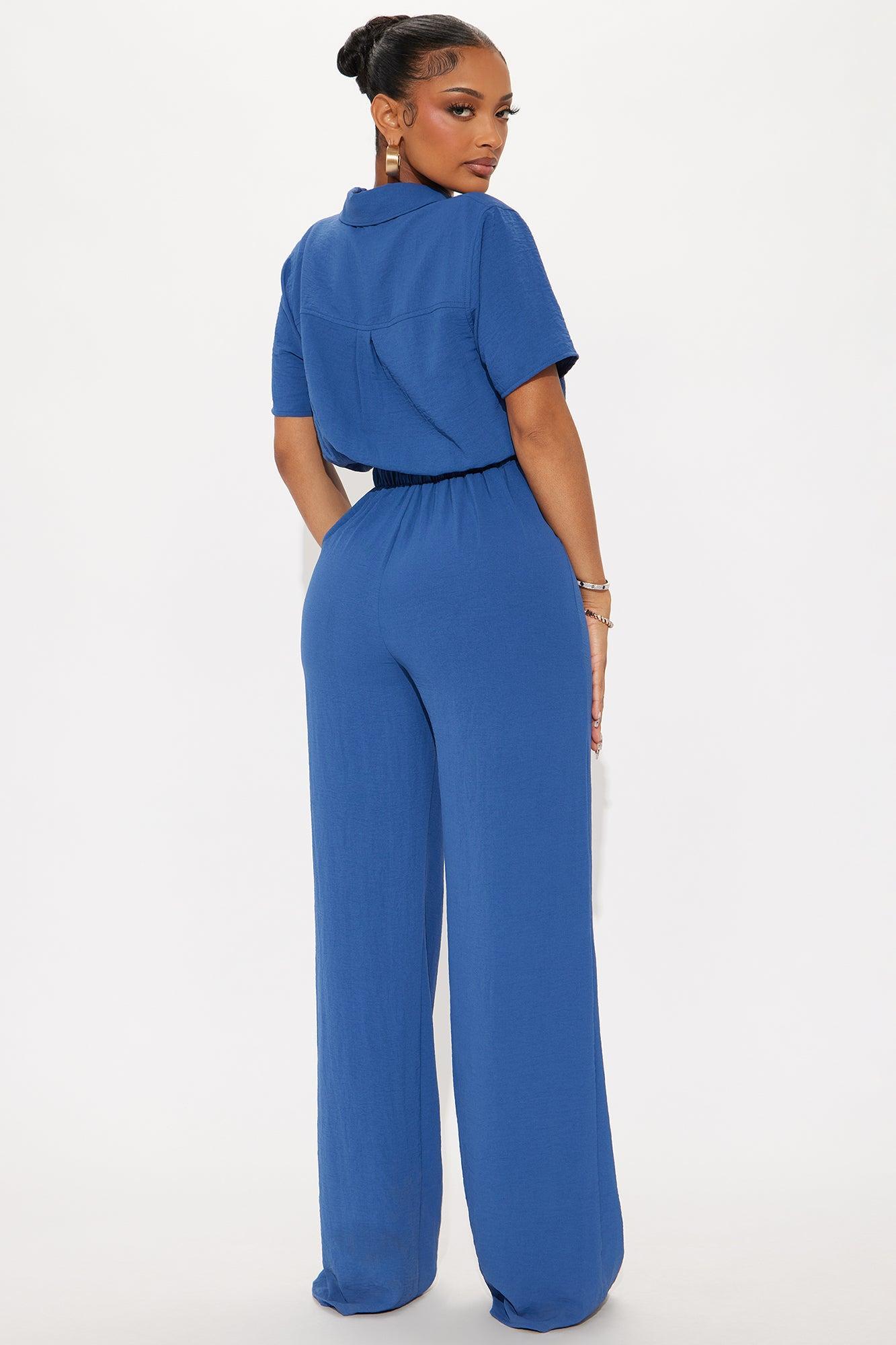 Makenzie Short Sleeve Jumpsuit - SlateBlue Product Image