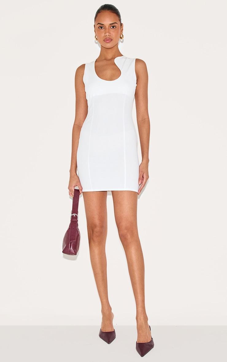 Cream Stretch Woven Mini Dress Product Image