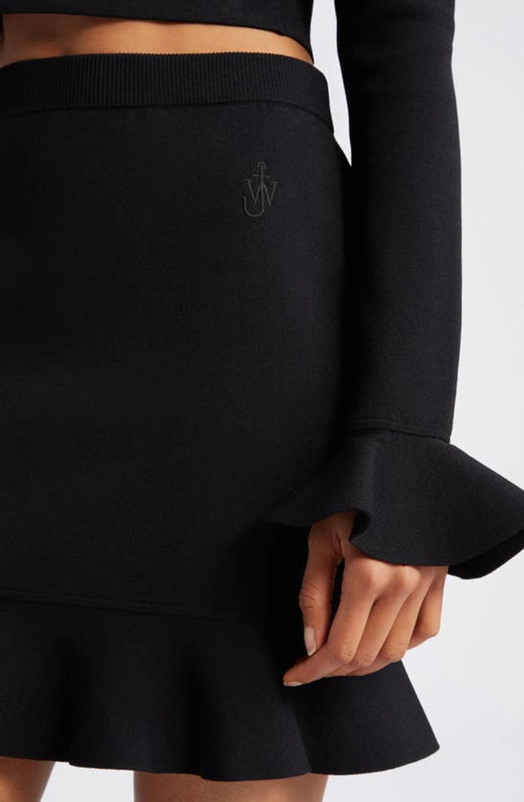 JW ANDERSON Ruffled Hem Mini Skirt In Black Product Image