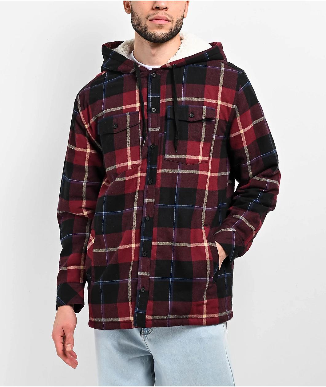 Empyre Cain Red Hooded Flannel Sherpa Jacket Product Image