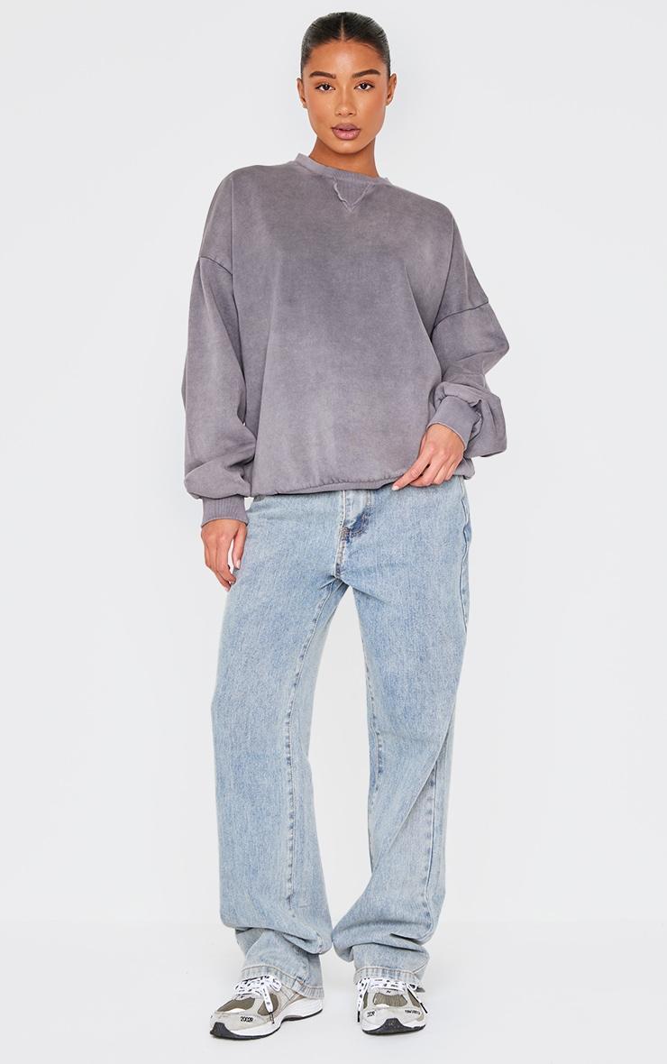 Mauve Washed Slouchy Crew Neck Sweatshirt Product Image