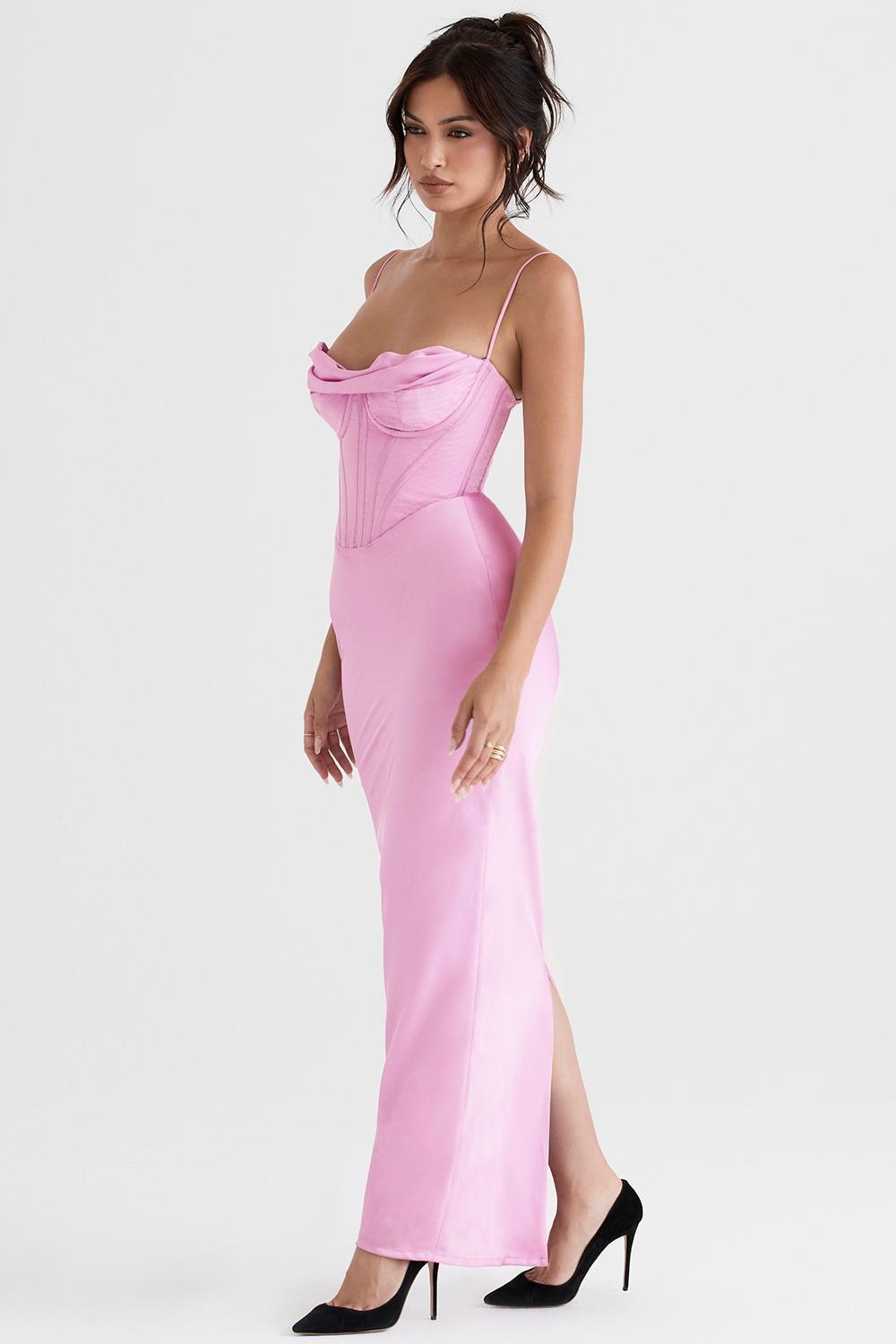 Charmaine Chocolate Corset Maxi Dress Product Image
