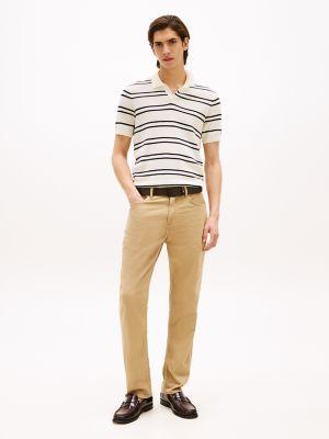 Regular Fit Open-Neck Stripe Knit Polo Product Image