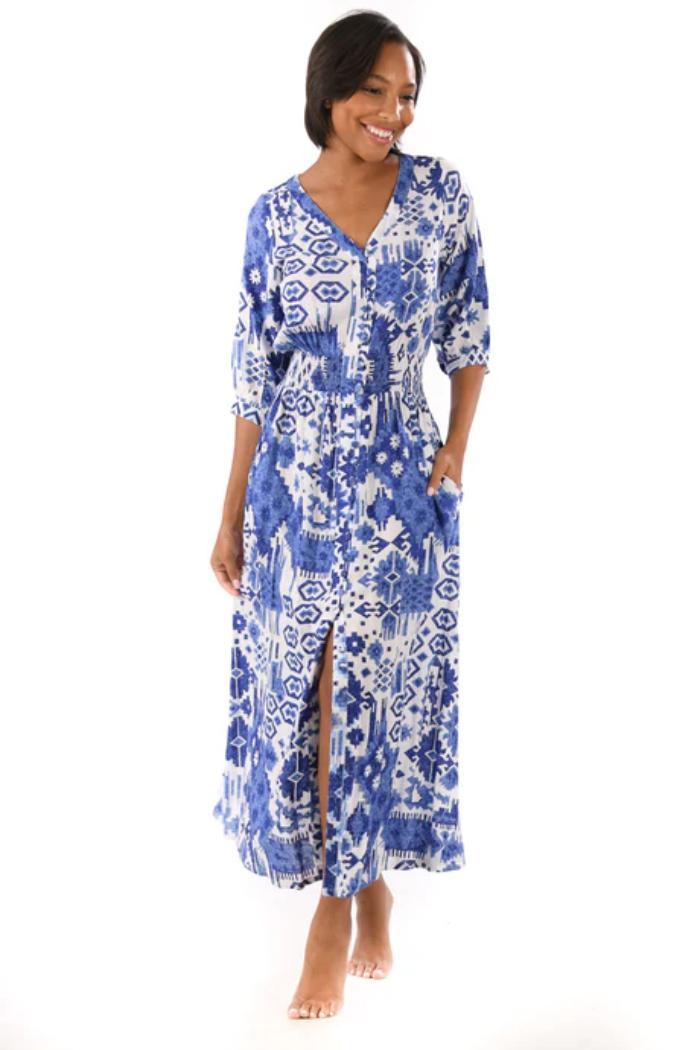 Kelsey Dress - Indigo Ikat Product Image