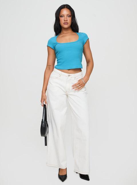 Baseline Square Neck Rib Top Blue Product Image