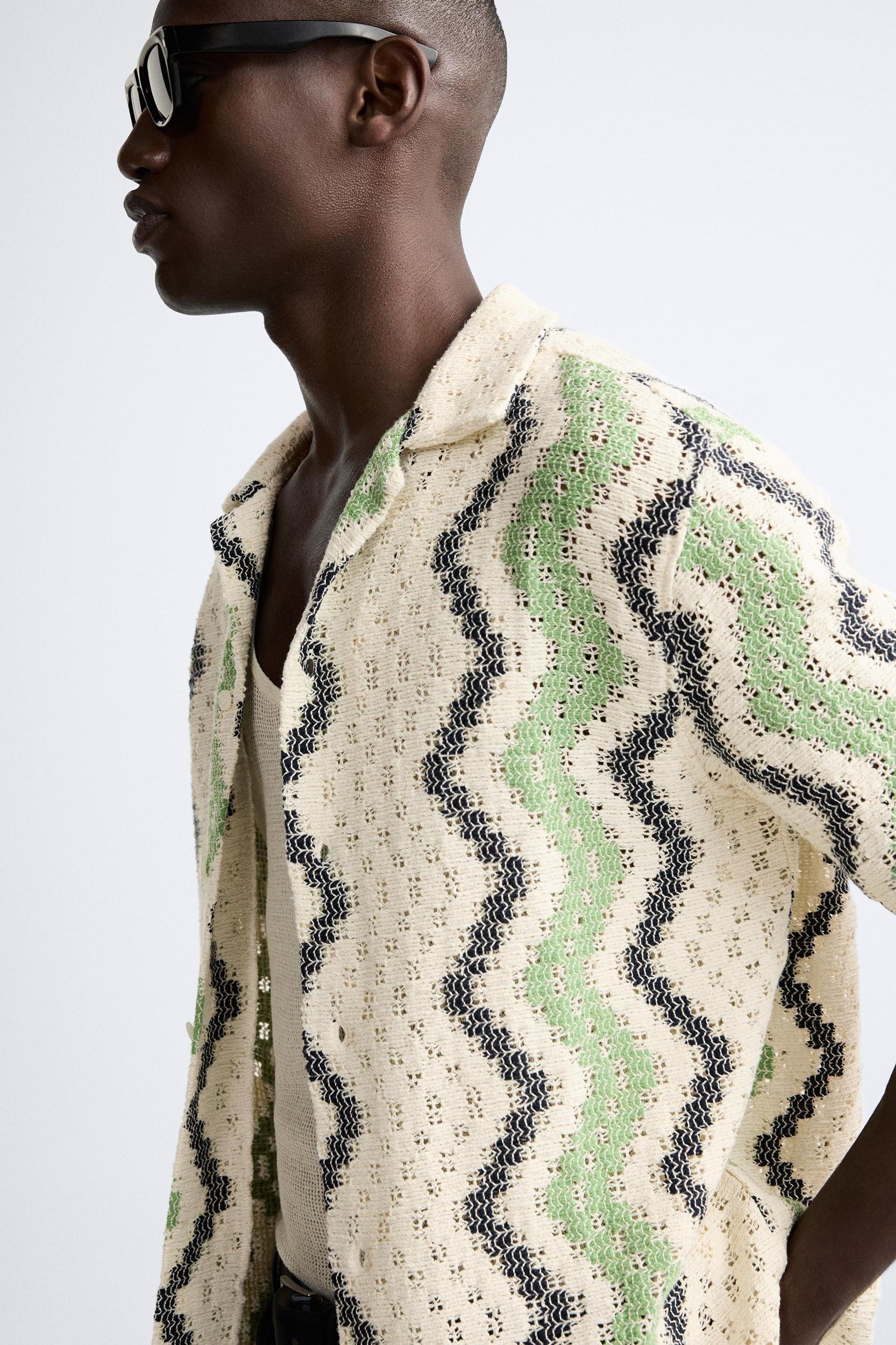 GEOMETRIC CROCHET SHIRT Product Image