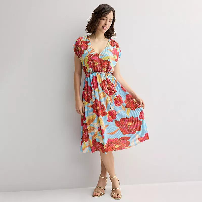 Women's INTEMPO™ Plisse Midi Dress, Size: Large, Blue Product Image