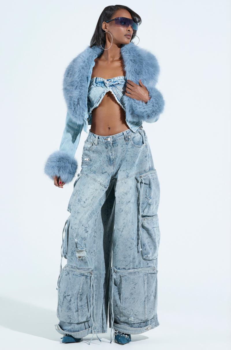 GISELE CROP DENIM BLAZER Product Image