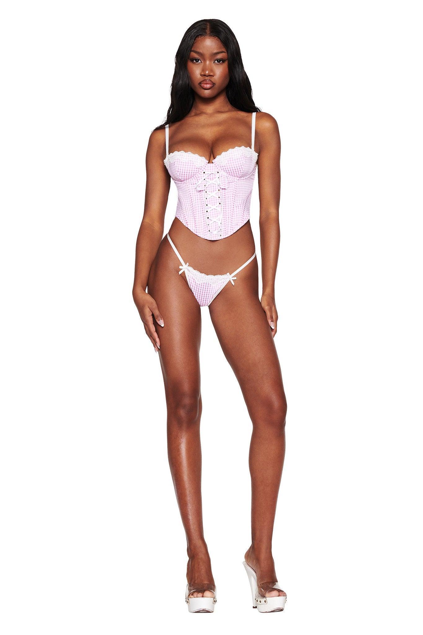 JENNY 2.0 BUSTIER SET - PINK : PINK GINGHAM Product Image