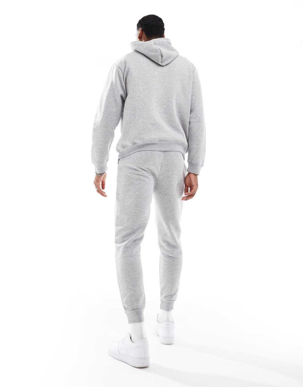DTT overhead hoodie & sweatpants tracksuit set in light gray heather Product Image