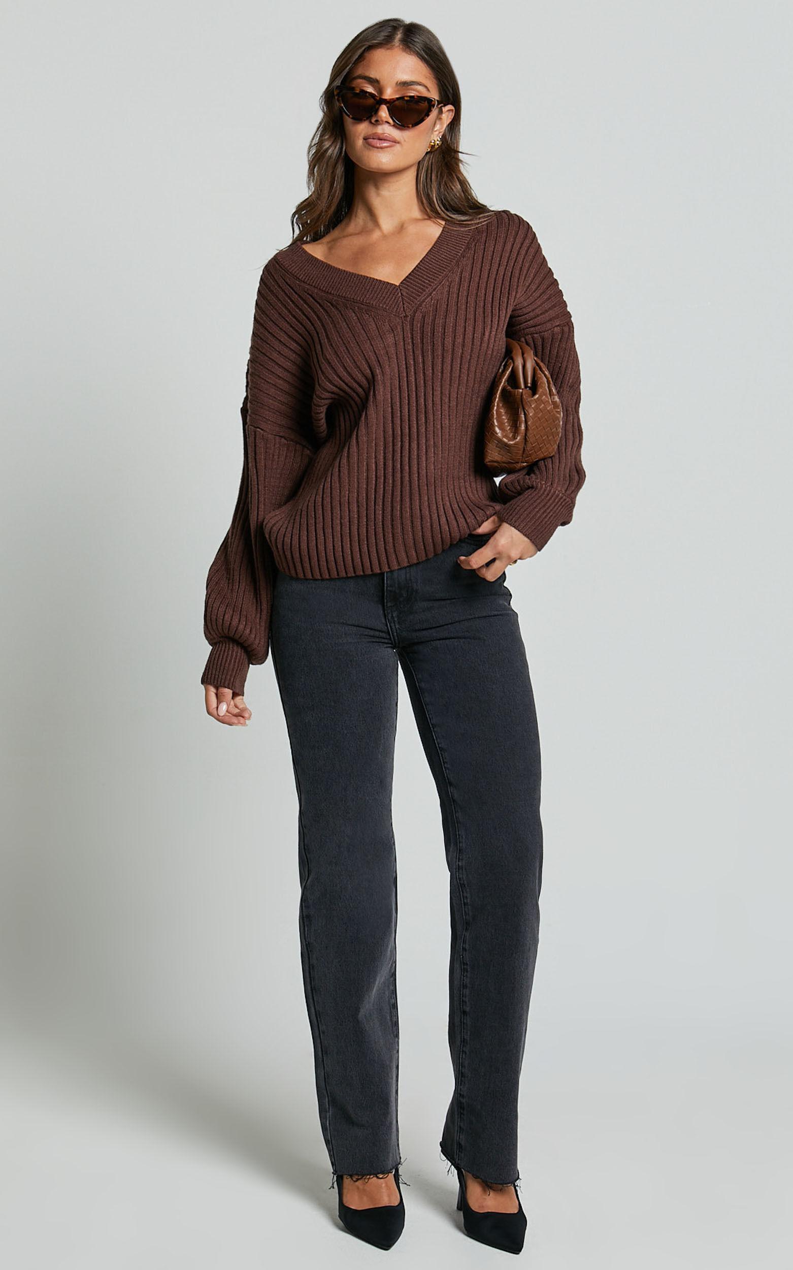 Kartia Jumper - V Neck Jumper in Chocolate Product Image