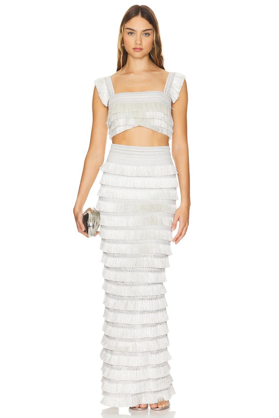 Metallic Fringe Maxi Skirt PatBO Product Image
