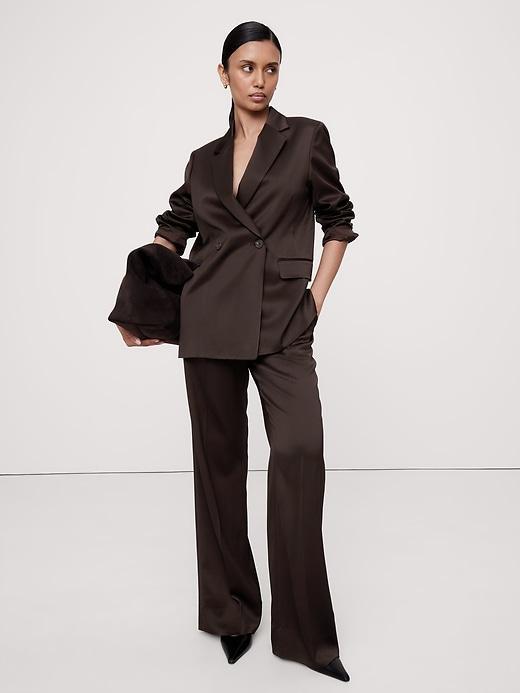 Double-Breasted Italian Satin Blazer Product Image