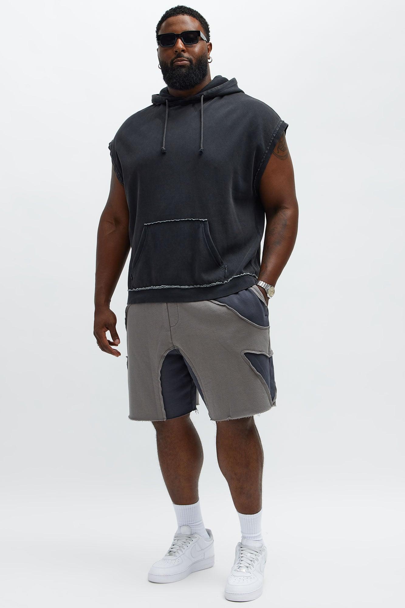 Patchwork Baggy Sweatshort - Grey Product Image