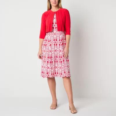 Danny & Nicole Womens Damask Midi Jacket Dress Product Image