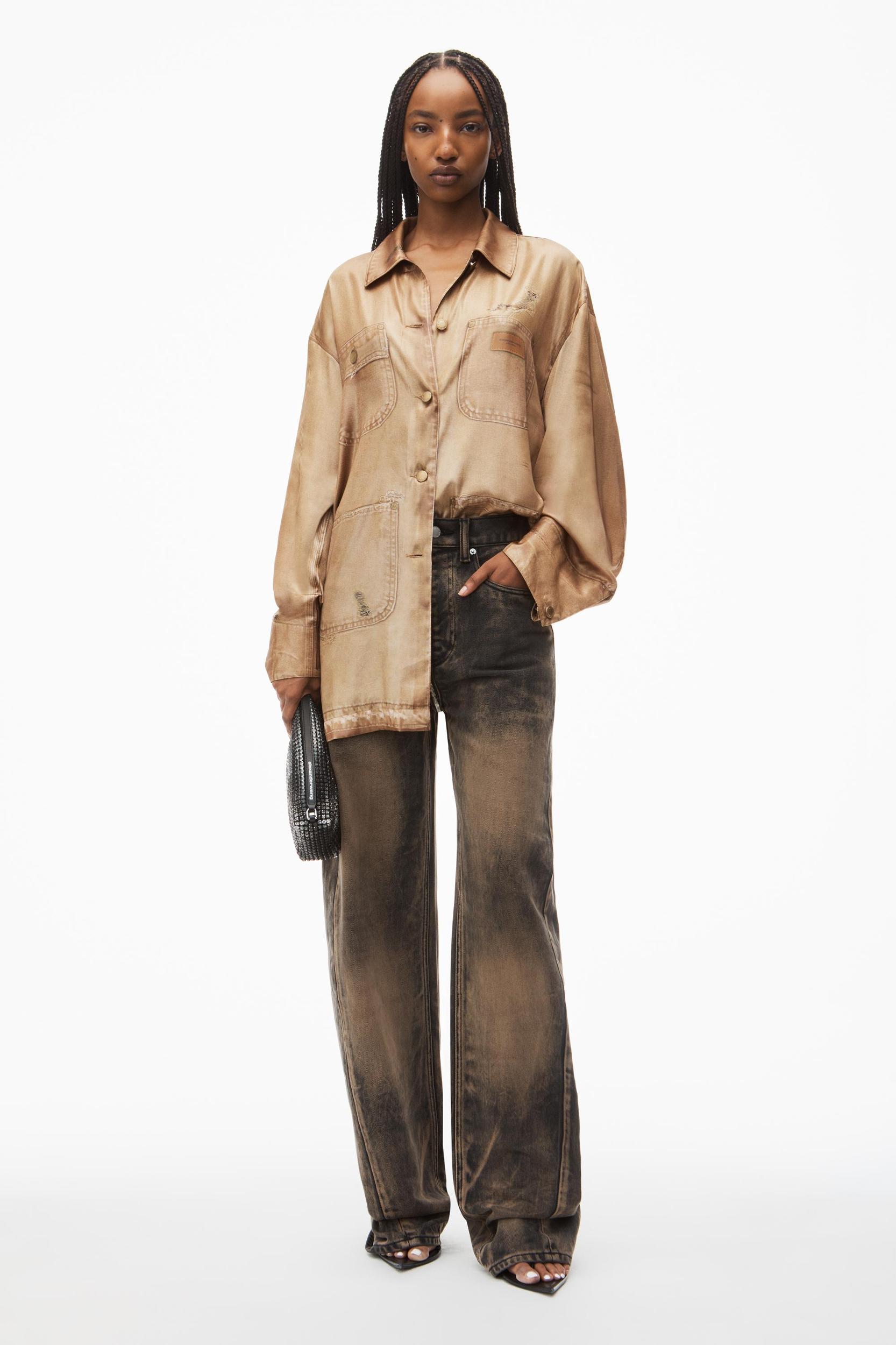 Oversized Shirt In Workwewar Trompe-l'oeil Print Product Image