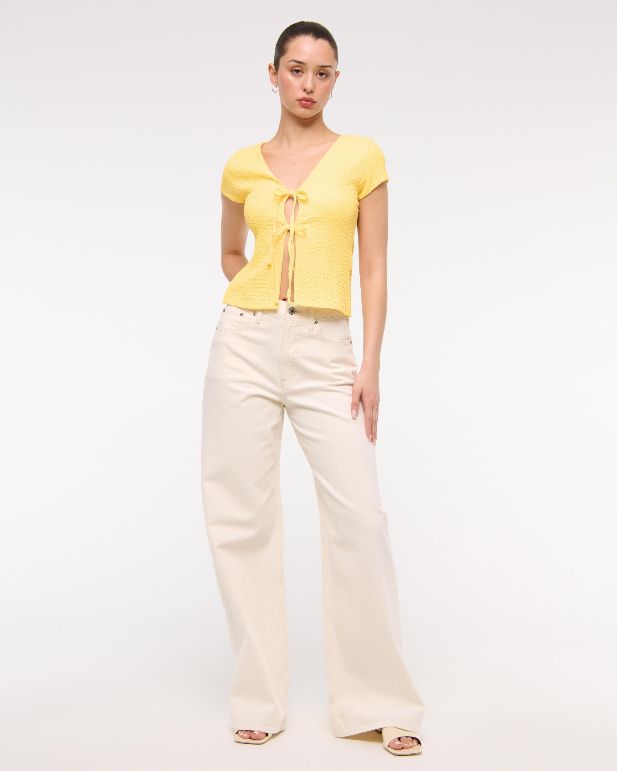 Bubble Knit Tie-Front Top Product Image