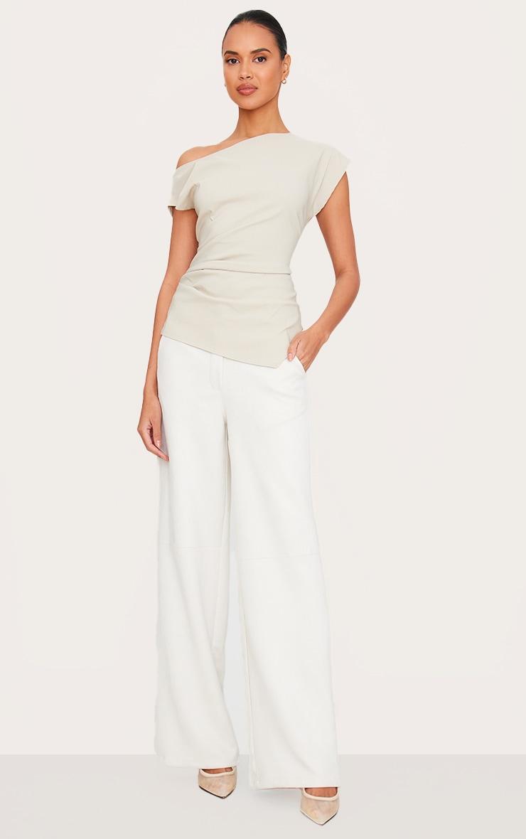 Stone Bengaline Slouch Asymmetric Long Top Product Image
