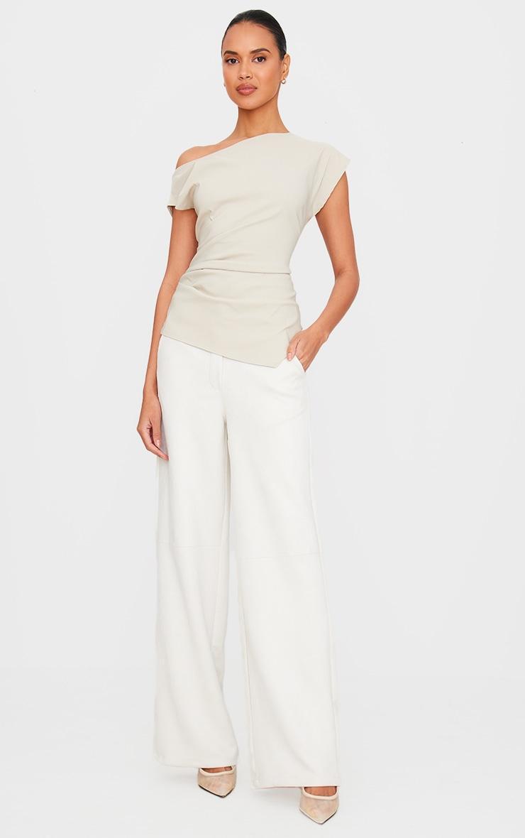 Stone Bengaline Slouch Asymmetric Long Top Product Image
