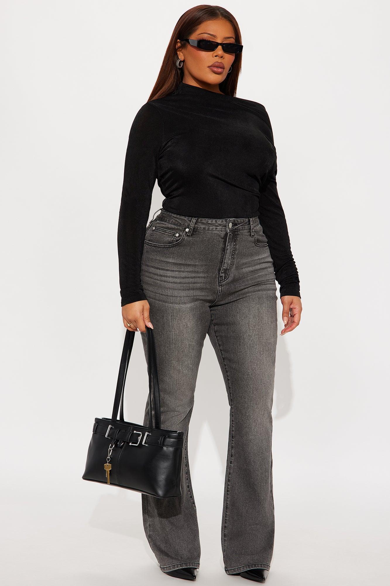 Parisian Long Sleeve Off Shoulder Top - Black Product Image